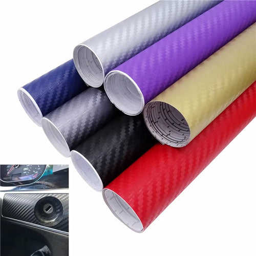 127Cmx10Cm 3D Carbon Fiber Vinyl Car Wrap Sheet Roll Film Car Sticker Motorcycle Car Styling Black White Silver Car Accessories