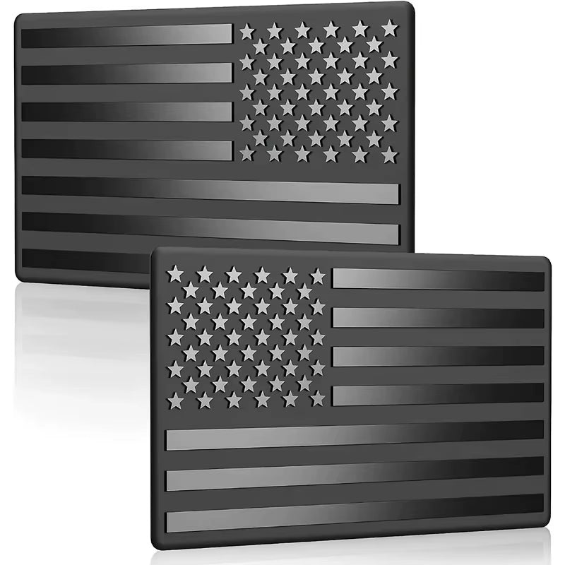 2Pcs Small Matte Black American Flag Sticker Decal for Car 3D US American Flag Emblem Decals for Trucks for Truck Car Motorcycle