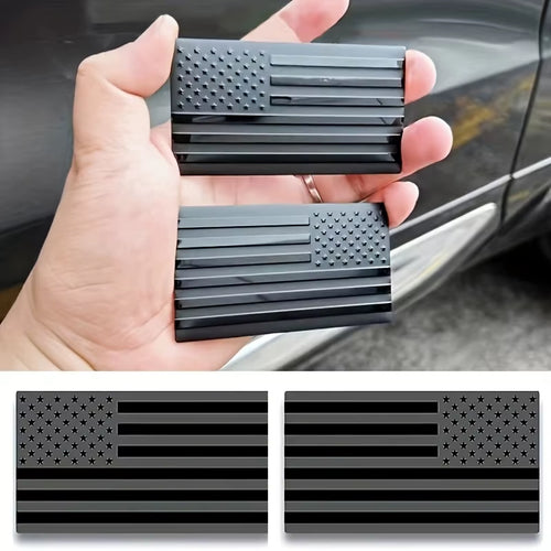 2Pcs Small Matte Black American Flag Sticker Decal for Car 3D US American Flag Emblem Decals for Trucks for Truck Car Motorcycle